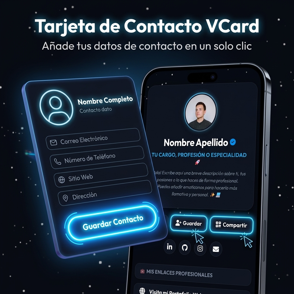 Opciones y Tarjeta de Contacto VCard